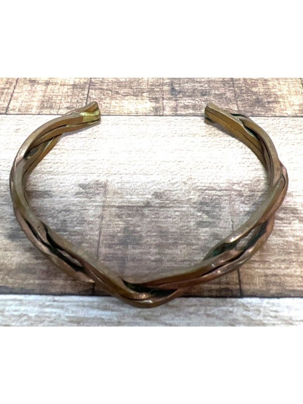 Vtg Handcrafted Twisted Copper Cuff Bracelet For Men Or Women Adjustable Fit Rus
